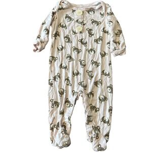 Milkberry Bamboo Pajamas 3-6 Months Girl Baby Infant Pink Teddy Bear One Piece‎